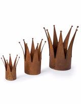 Antiqued Rusted S/3 Crown Planters - MP20