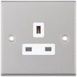 Selectric 7M-Pro Satin Chrome 1 Gang 13A Unswitched Socket with White Insert