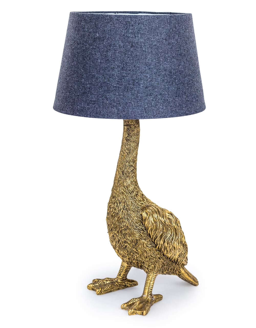 Antique Gold Goose Table Lamp with Grey Shade - TL85