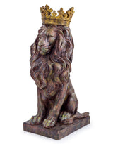 Small Rustic Bronze Effect Crowned Lion Figure - TL90