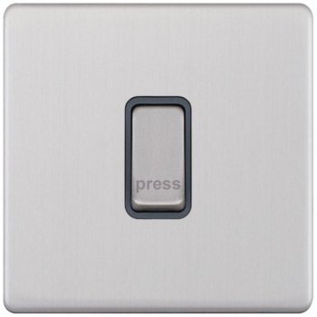 Selectric 5M-Plus Screwless Satin Chrome 1 Gang 10A Push to Make Switch with Grey Insert