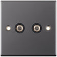 Selectric 5M Black Nickel 2 Gang Satellite Socket with Black Insert