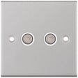 Selectric 5M Satin Chrome 2 Gang TV/FM Socket with White Insert