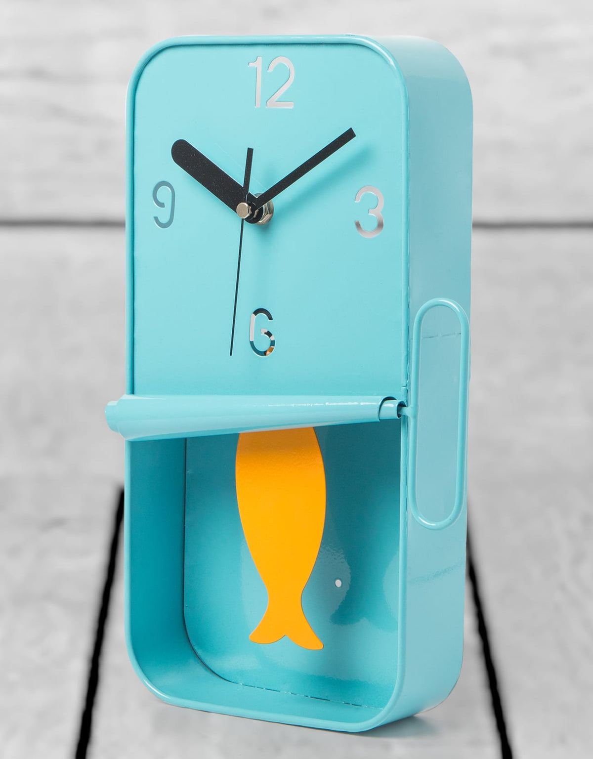 Blue Metal Sardine Tin Pendulum Wall Clock - HKL12