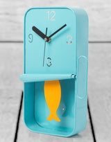 Blue Metal Sardine Tin Pendulum Wall Clock - HKL12