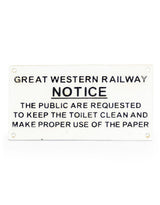 Cast Iron Antiqued GWR Toilet Warning Sign - STM50