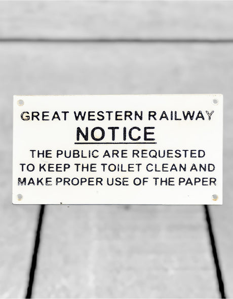 Cast Iron Antiqued GWR Toilet Warning Sign - STM50