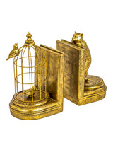 Antique Gold Curious Cat Pair of Bookends - TL95