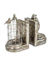 Antique Silver Curious Cat Pair of Bookends - TL96