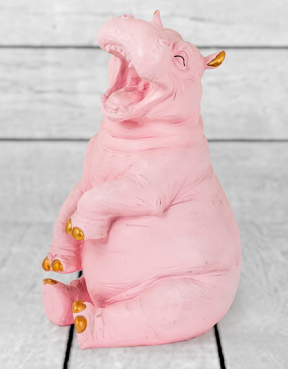 Pink with Gold Details Laughing Hippo Figure - FL58
