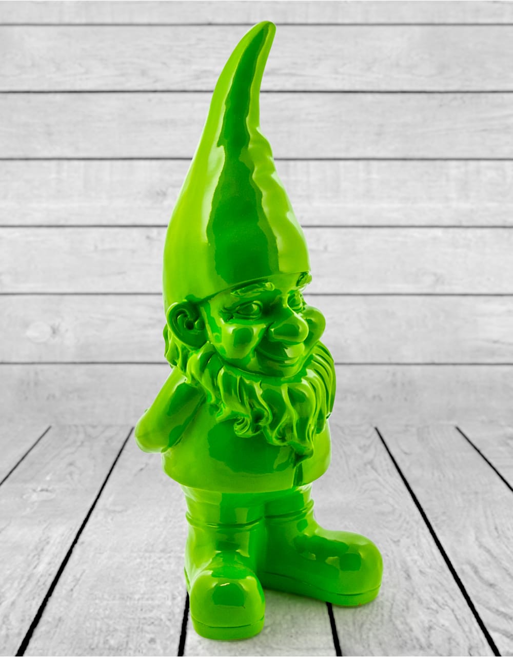 Large Bright Green Standing Gnome Figure - FL114