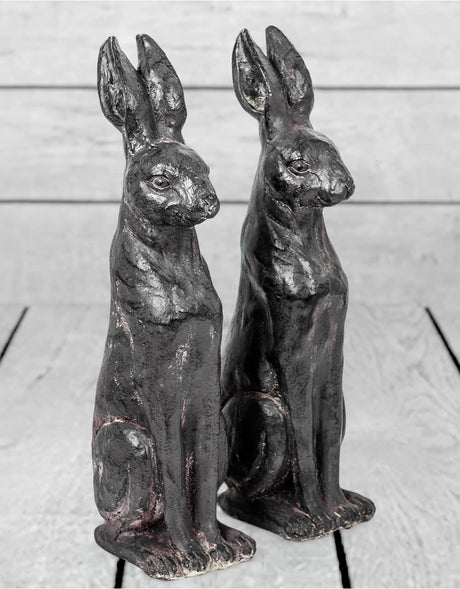 Pair of Small Rustic Rabbit Figures (1 PAIR PER CARTON) - NBR23
