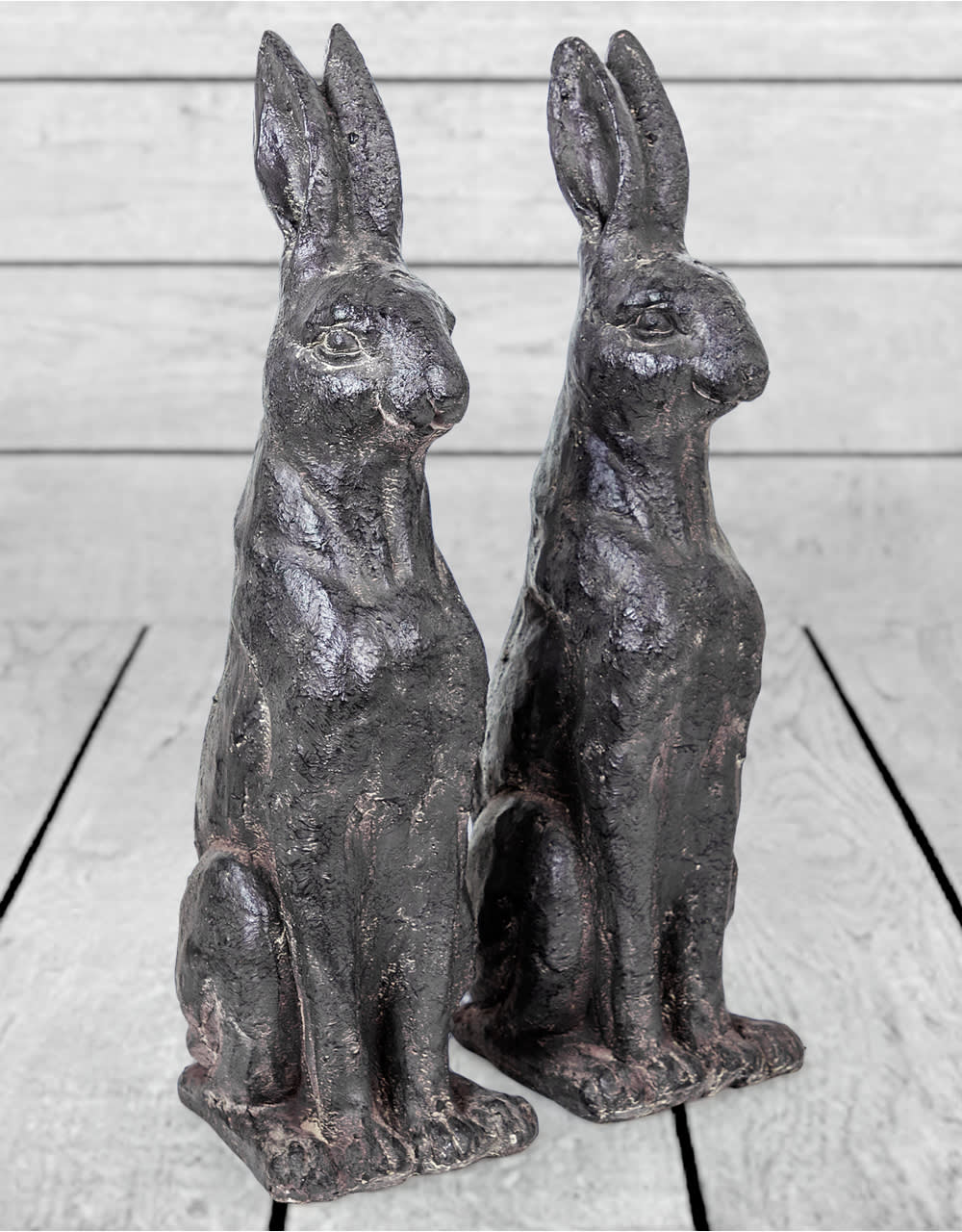 Pair of Large Rustic Rabbit Figures (1 PAIR PER CARTON) - NBR24