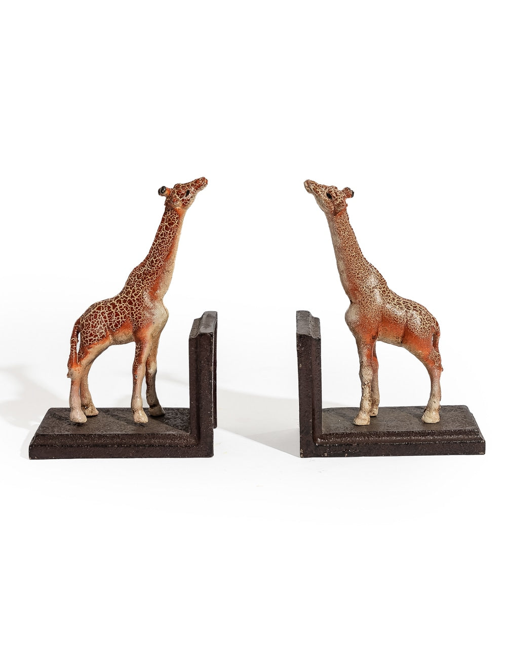 Cast Iron Antiqued Pair of Giraffe Bookends - STM54