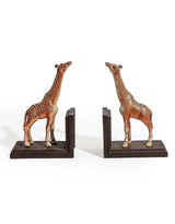 Cast Iron Antiqued Pair of Giraffe Bookends - STM54