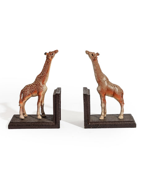 Cast Iron Antiqued Pair of Giraffe Bookends - STM54