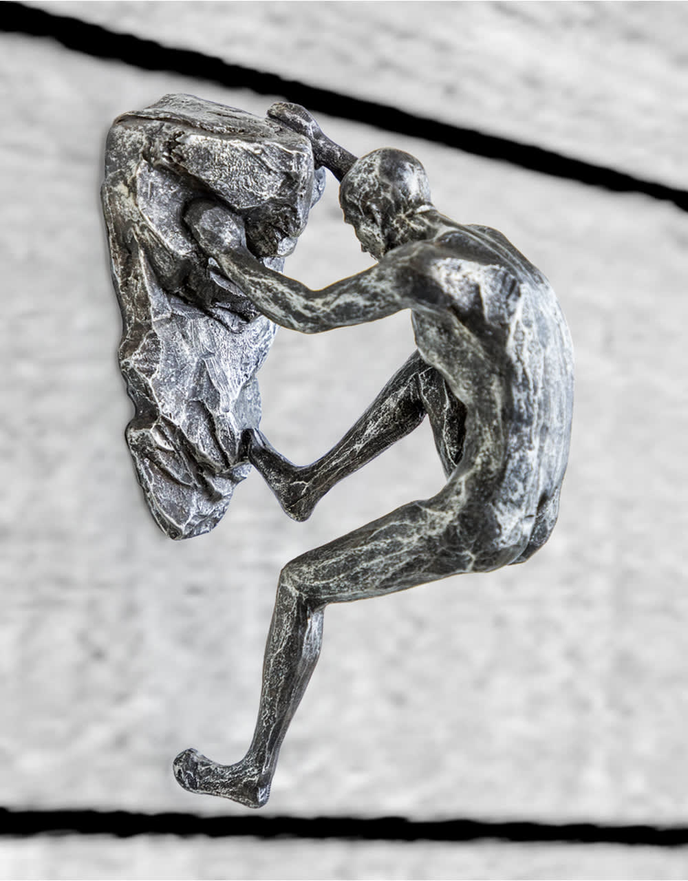 Set of 3 Antique Silver Rock Climbing Men Wall Figures - CRT16