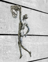 Set of 3 Antique Silver Rock Climbing Men Wall Figures - CRT16