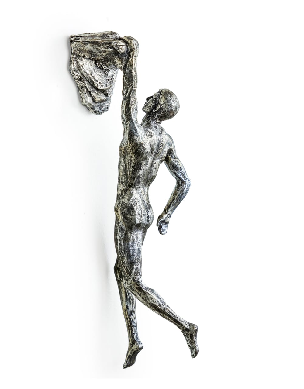 Set of 3 Antique Silver Rock Climbing Men Wall Figures - CRT16