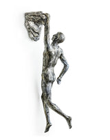Set of 3 Antique Silver Rock Climbing Men Wall Figures - CRT16