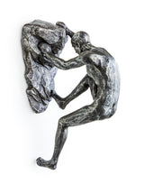 Set of 3 Antique Silver Rock Climbing Men Wall Figures - CRT16