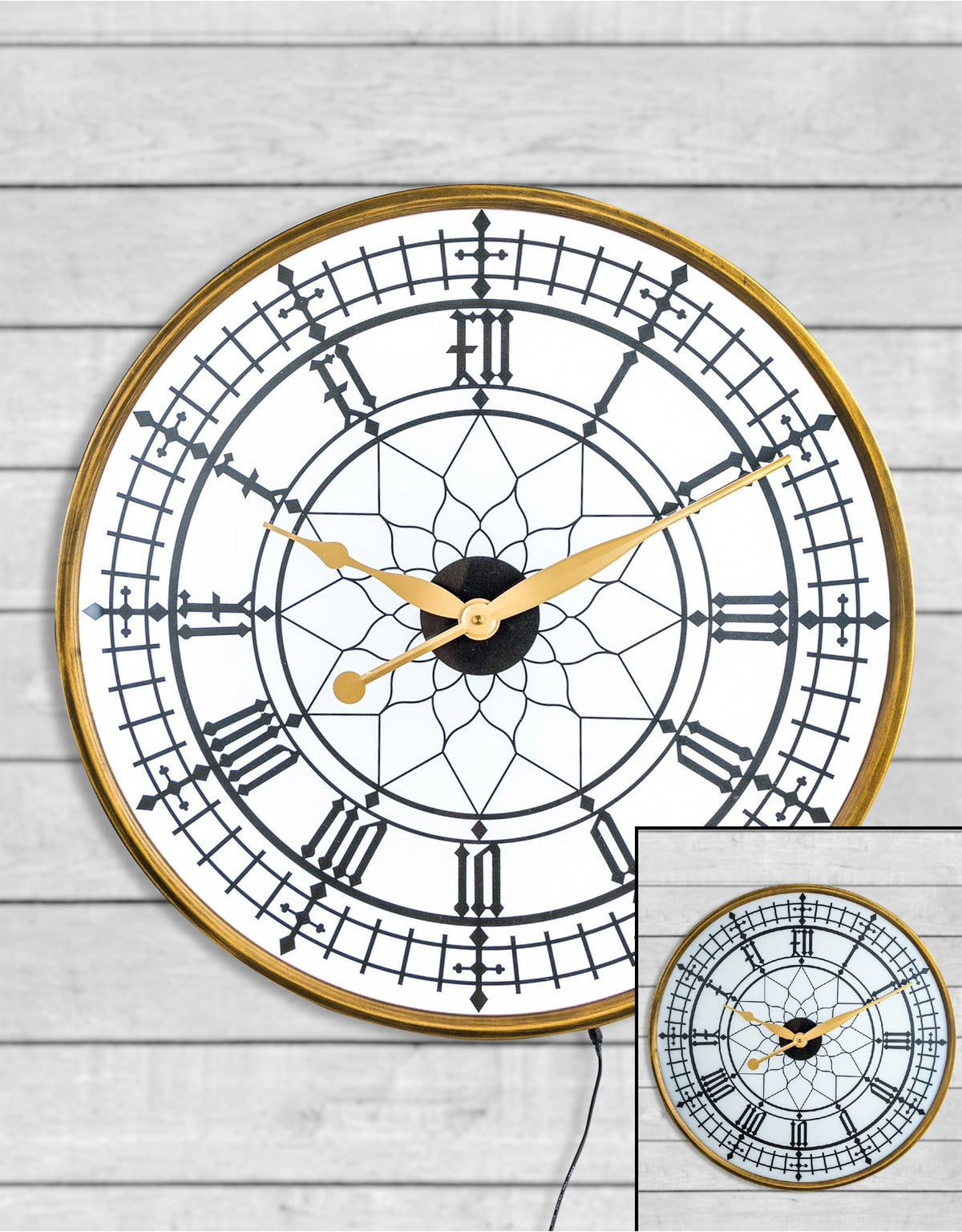 Large Gold Framed Backlit Wall Clock - FCM1