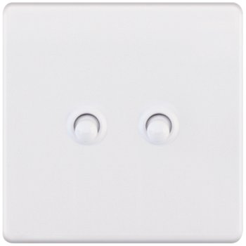 Selectric 5M-Plus Matt White 2 Gang 10A 2 Way Toggle Switch