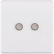 Selectric 5M-Plus Matt White 2 Gang TV/FM Socket with White Insert