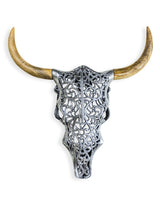 Aluminium and Wood Tribal Bison Wall Head - AL139
