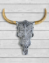 Aluminium and Wood Tribal Bison Wall Head - AL139