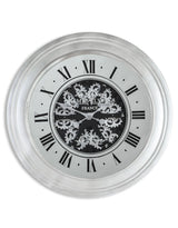Silver Mirrored Face Antique Style Moving Gears Clock - ET312