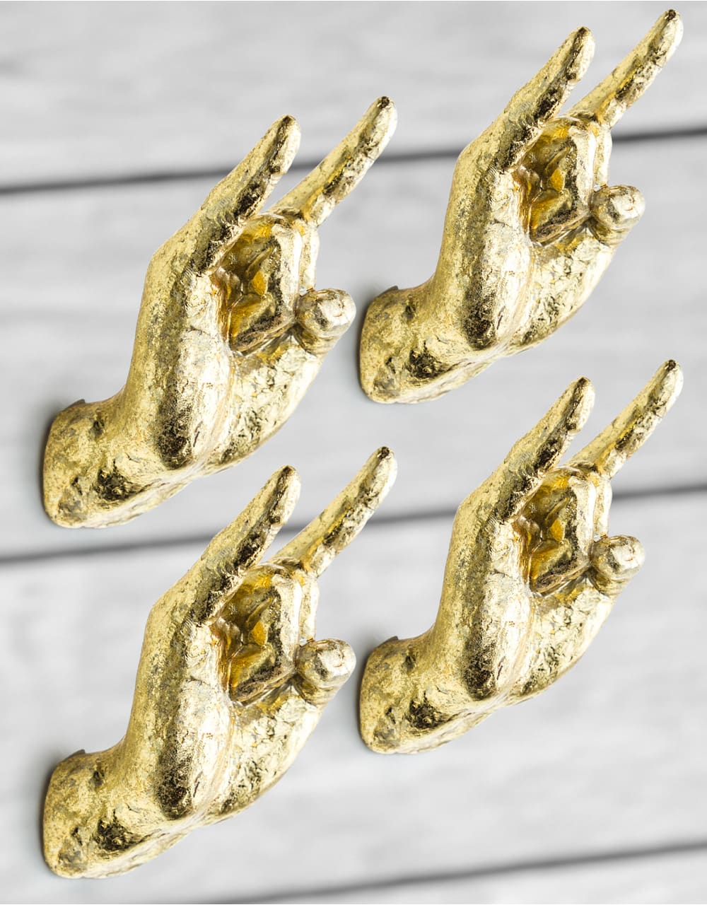 Gold Set of 4 Rock On Wall Hands - TPR22