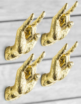 Gold Set of 4 Rock On Wall Hands - TPR22