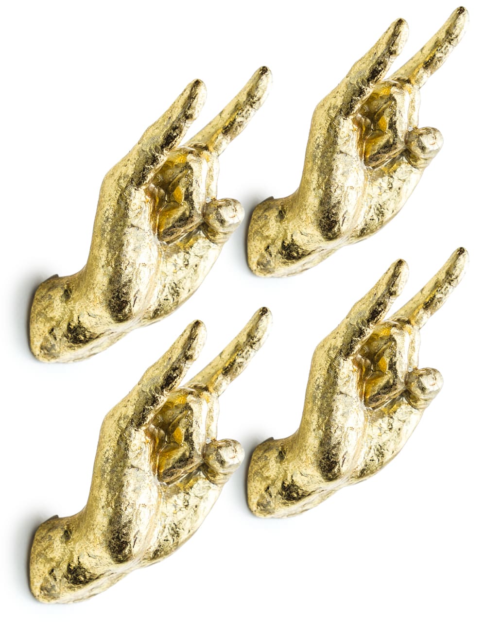 Gold Set of 4 Rock On Wall Hands - TPR22