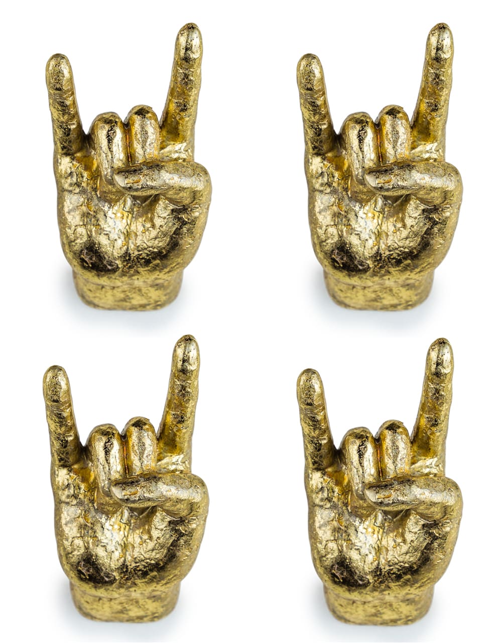 Gold Set of 4 Rock On Wall Hands - TPR22