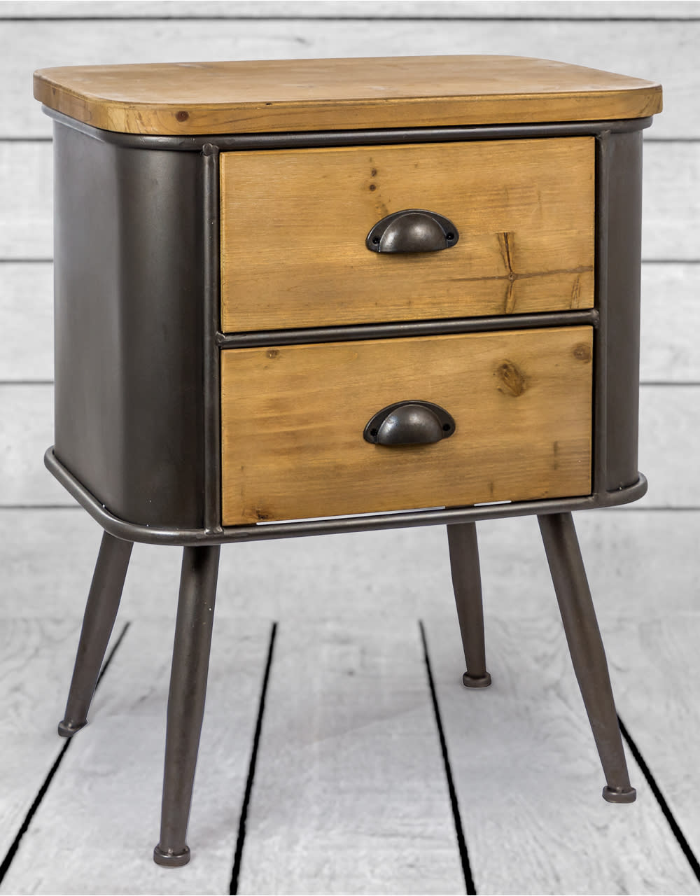 Shoreditch Metal and Wood 2 Drawer Cabinet - DTC29
