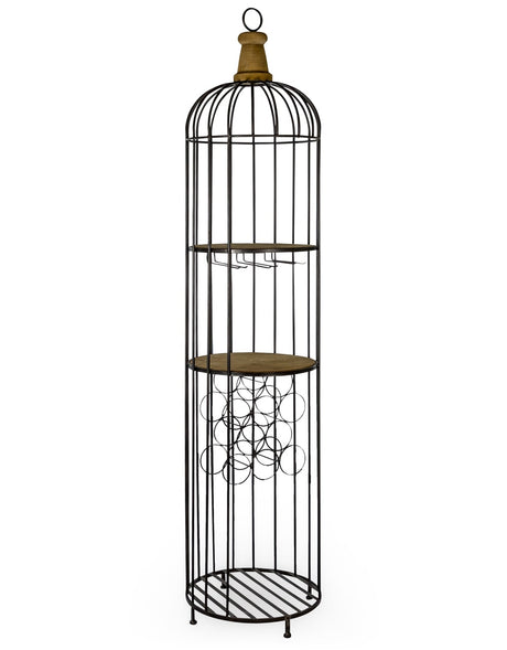 Black Metal and Wood Bar Storage Unit - HKL23