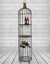 Black Metal and Wood Bar Storage Unit - HKL23