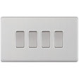 Selectric 5M-Plus Satin Chrome 4 Gang 10A 2 Way Switch with White Insert