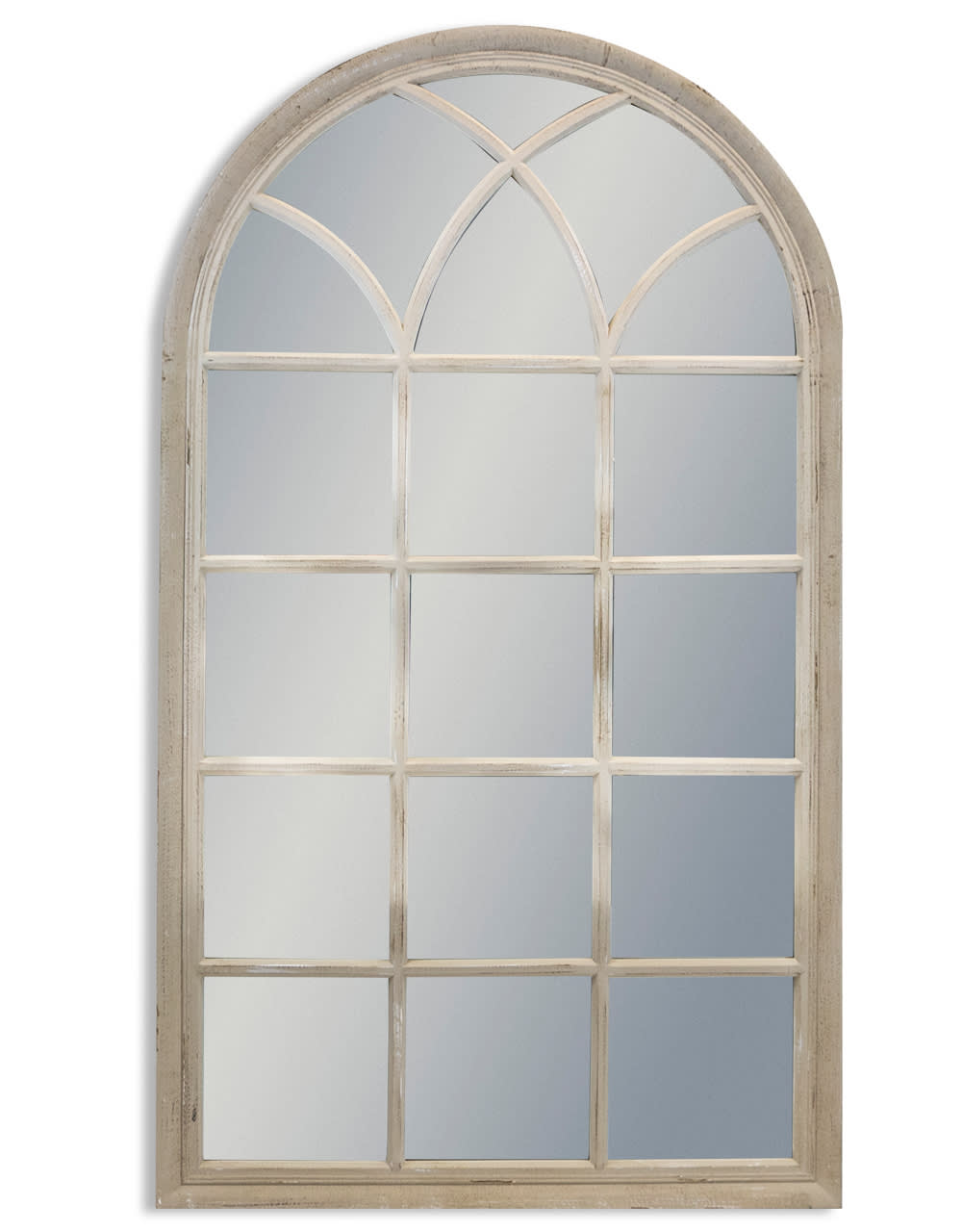 Large French Grey Arch Window Mirror - M394