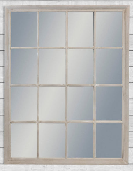Large French Grey Rectangular Window Mirror - M395