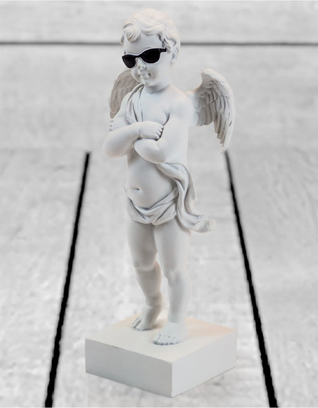 White "Too Cool" Cherub Figure on Base - CRT28