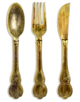 Antique Gold Aluminium Fork, Knife & Spoon Set Wall Hangings - AL141