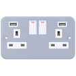 Selectric Metal Clad 2 Gang 13A Switched Socket with USB Outlet