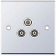 Selectric 7M-Pro Polished Chrome Triplex SAT/TV/FM Socket with White Insert