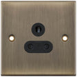 Selectric 5M Antique Brass 1 Gang 5A Round Pin Socket with Black Insert