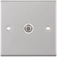 Selectric 5M Satin Chrome 1 Gang Satellite Socket with White Insert