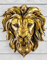 Large Gold Roaring Lion Wall Head - DVM29