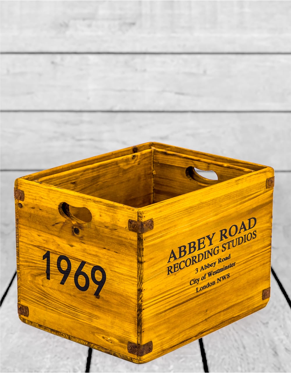 Set of 2 Antiqued Wooden "Abbey Road" LP Record Storage Boxes - FC33