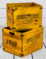 Set of 2 Antiqued Wooden "Abbey Road" LP Record Storage Boxes - FC33